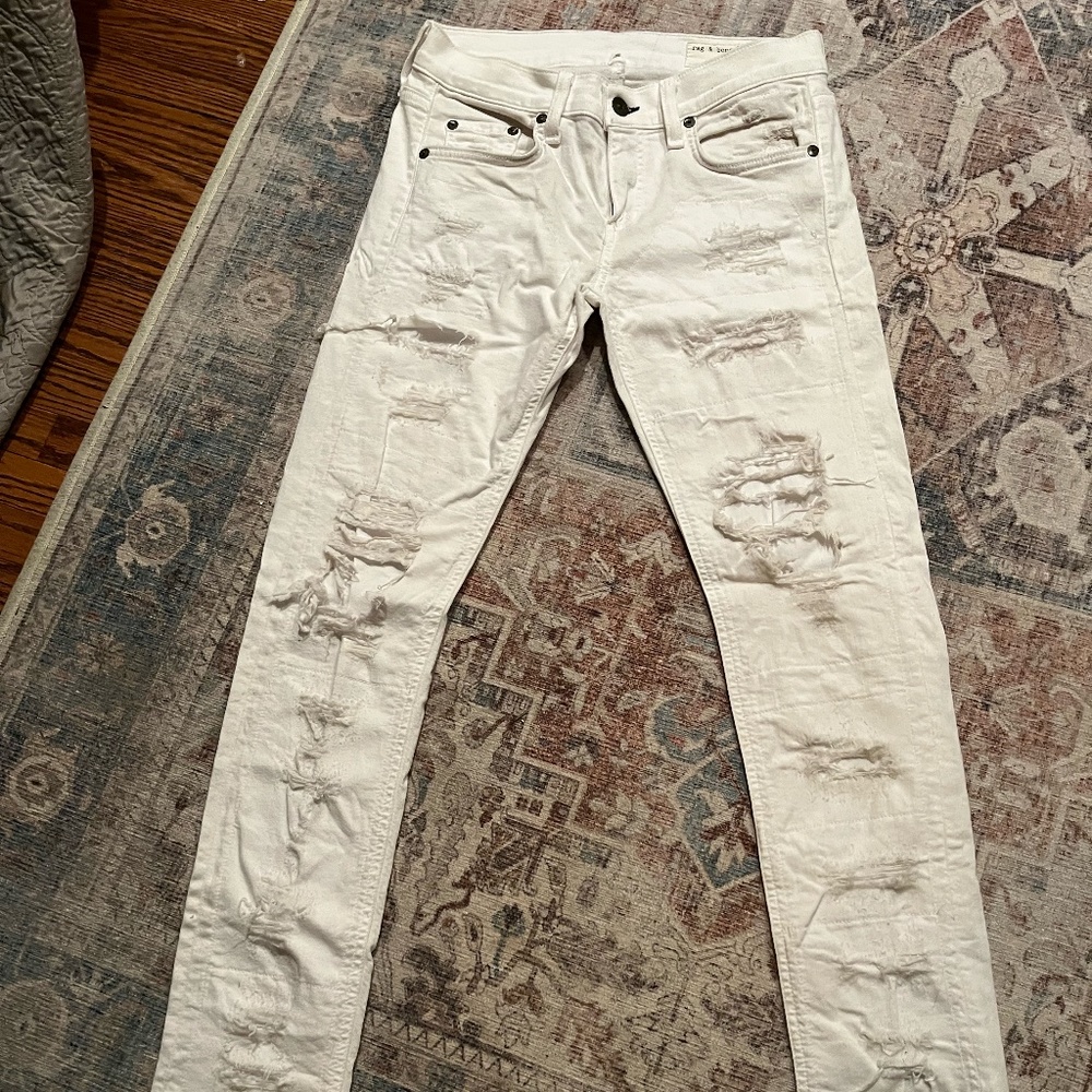 Rag & Bone White Distressed Jeans